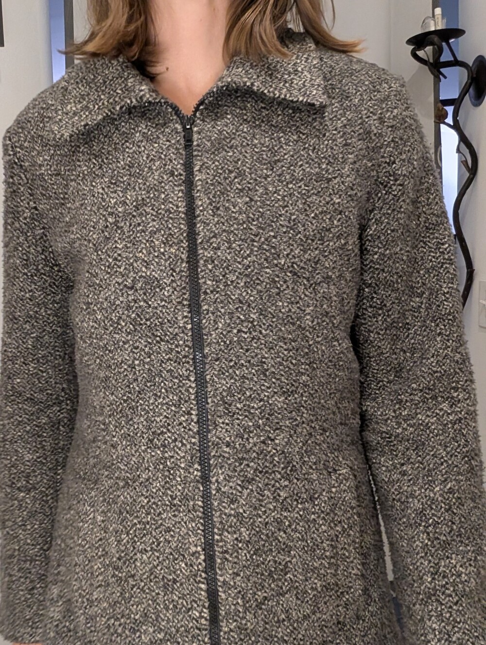 Women's Textured Brown Teddy Jacket